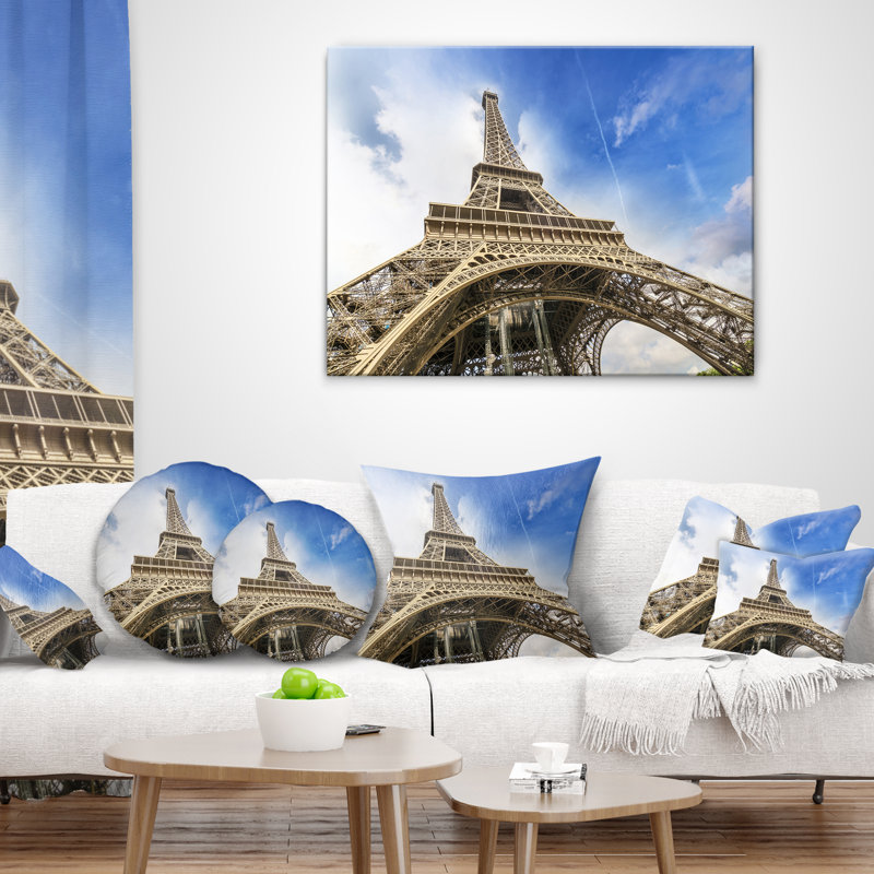 Fantastic View of Paris Paris Eiffel Towerfrom Ground - Cityscape Printed Pillow