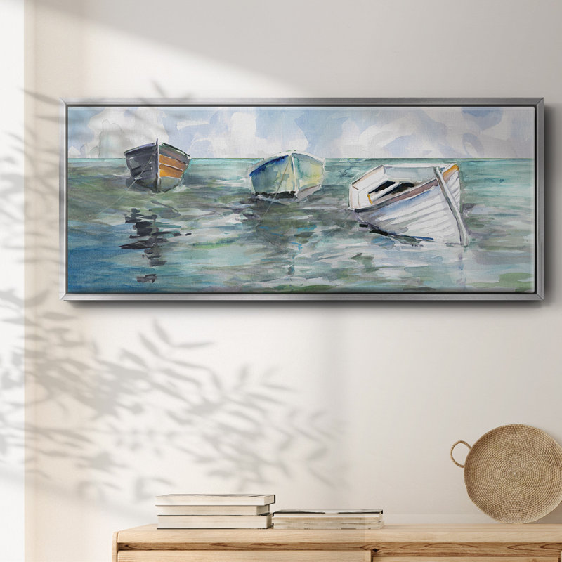 Caught at Low Tide I- Framed Canvas, 8" H x 20" W