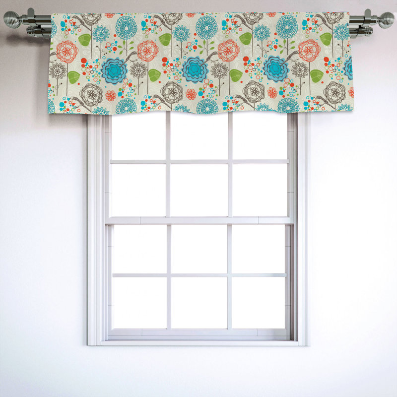 Sateen Floral Ruffled Window Valance