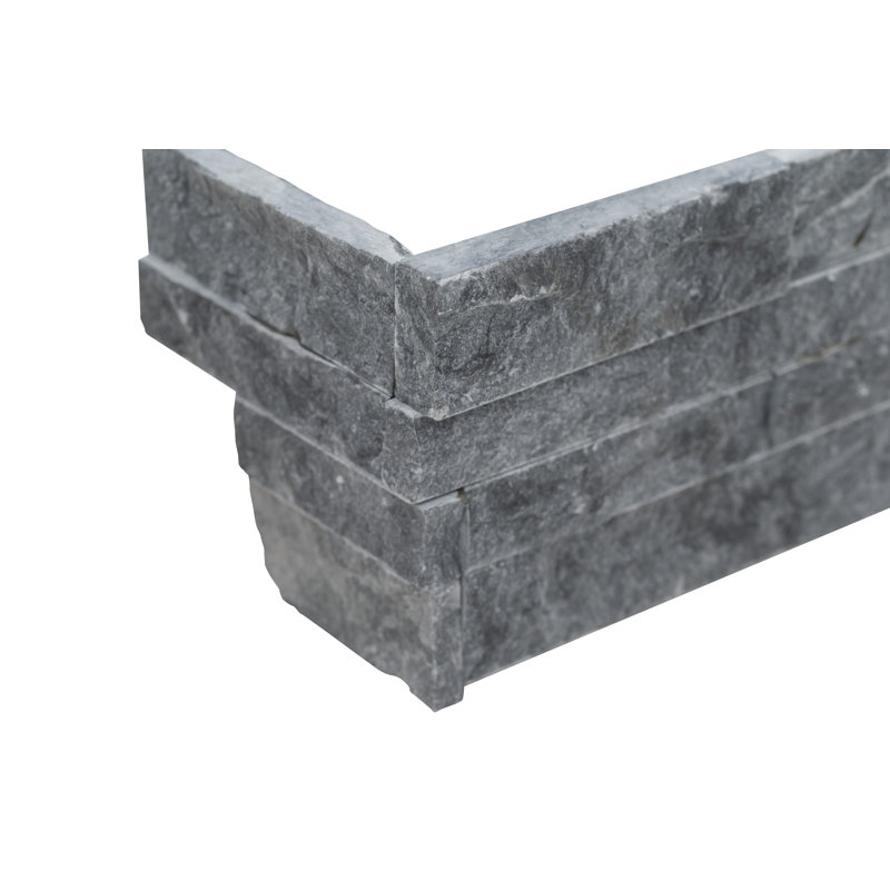 Stonecrest 6 in. x 18 in. Split Face Natural Stone Ledger Corner Wall Tile, Frosted Grey