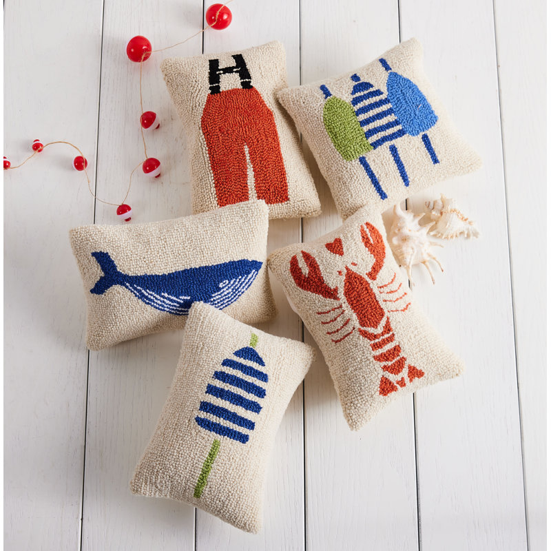 Coastal Wool Hook Rectangular Pillow Cover & Insert, Buoy