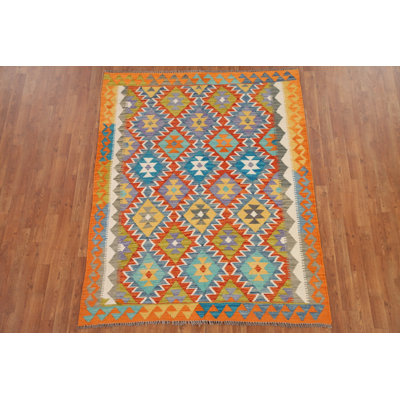 Kilim Reversible Wool Area Rug 5x6