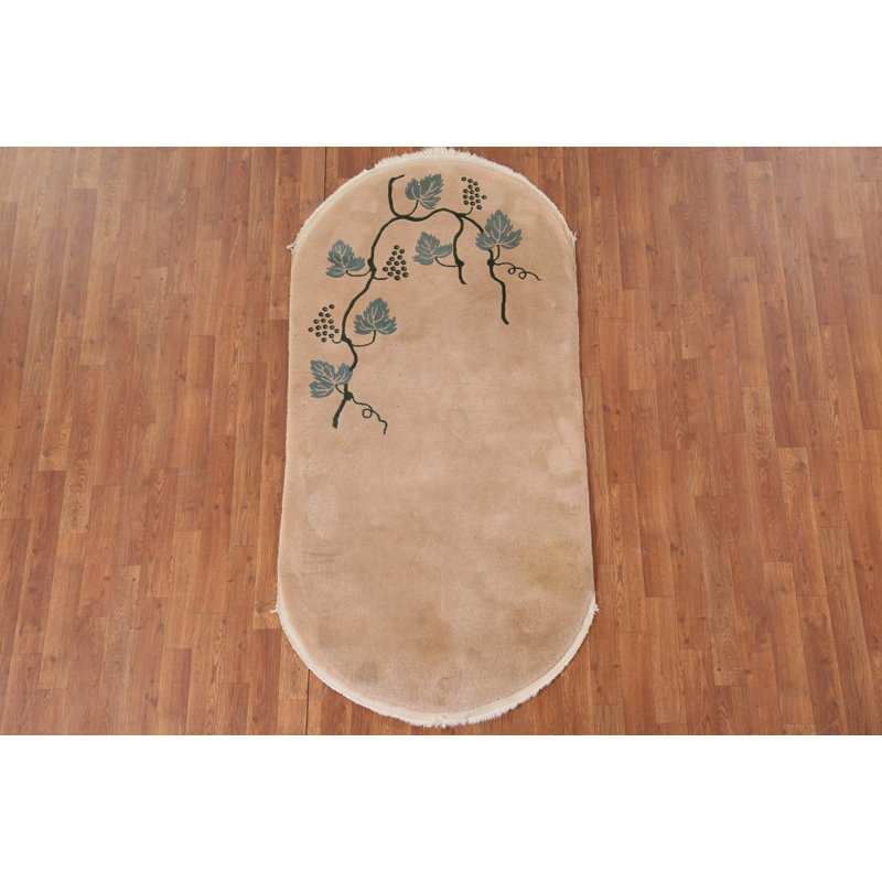Tapis art déco ovale fait à la main 3 x 6 po