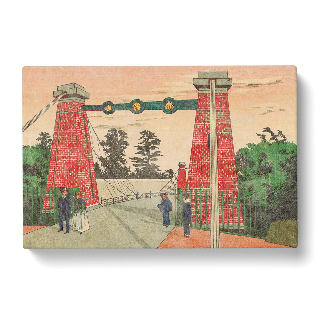 Suspension Bridge by Kobayashi Kiyochika - Wrapped Canvas
