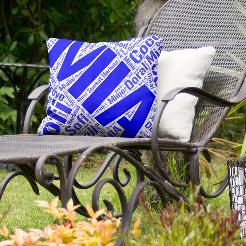 Coussin intérieur / extérieur Miami, Non, H 20 po x l 20 po, Bleu