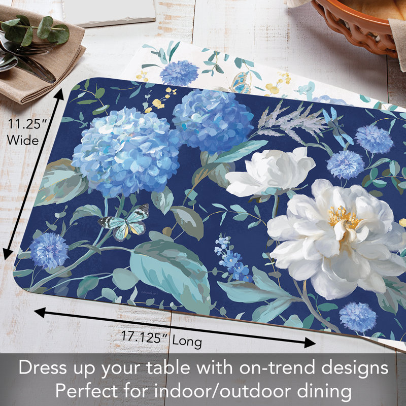 Ensemble de 4 napperons de table en plastique CounterArt Spring Morning Blooms