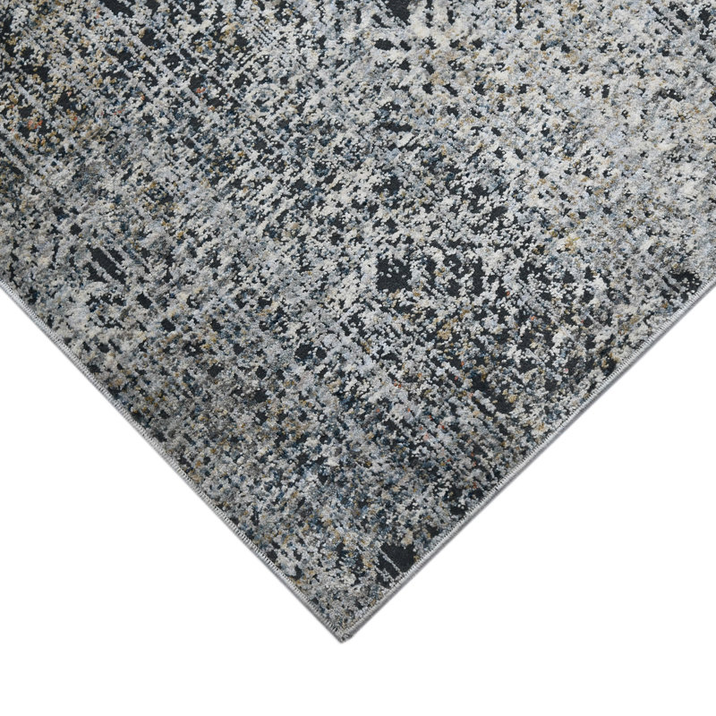 Rosslyn Transitional Gray 7'10" x 9'10" Synthetic Oriental Area Rug