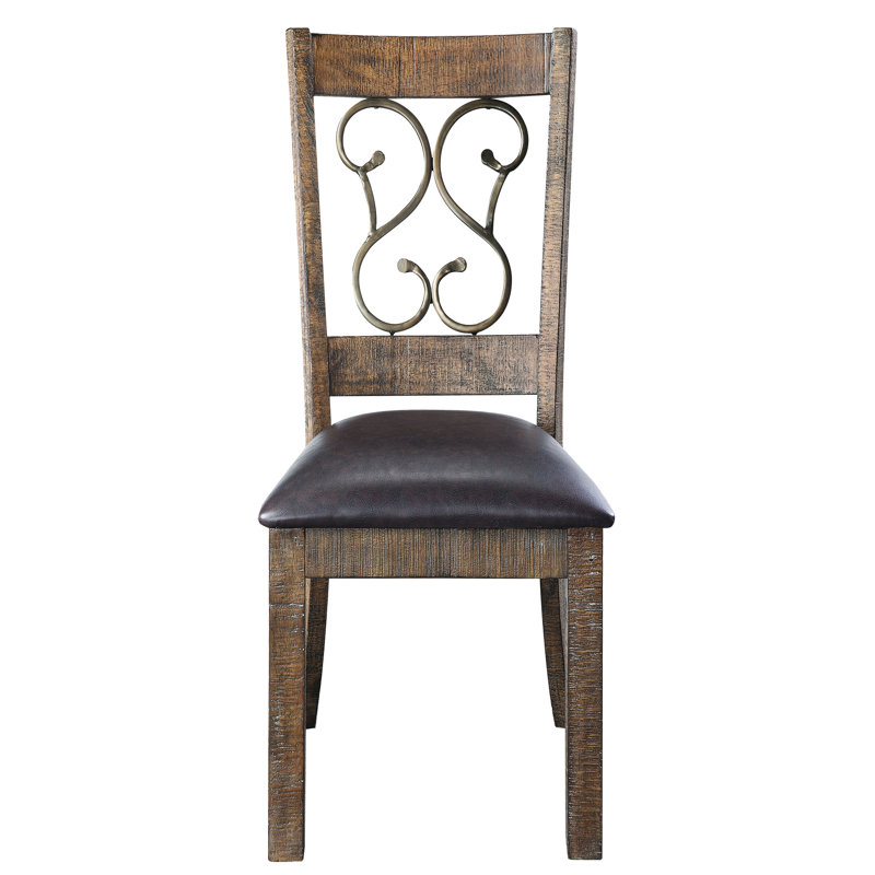 2 chaises d'appoint de salle à manger en cerisier vieilli et noir - dossier ouvert, siège rembourré en mousse pour plus de confort, dossier en 2, siège en similicuir, rembourrage