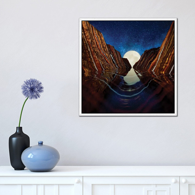 Moon Reflection - Print on Canvas, 45.72 cm H x 45.72 cm W, White Framed