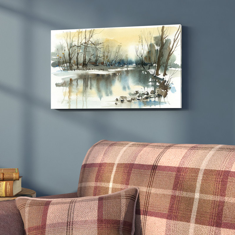 Rivière en hiver - reproduction sur toile tendue, H 20 po x l 20 po x P 1 po