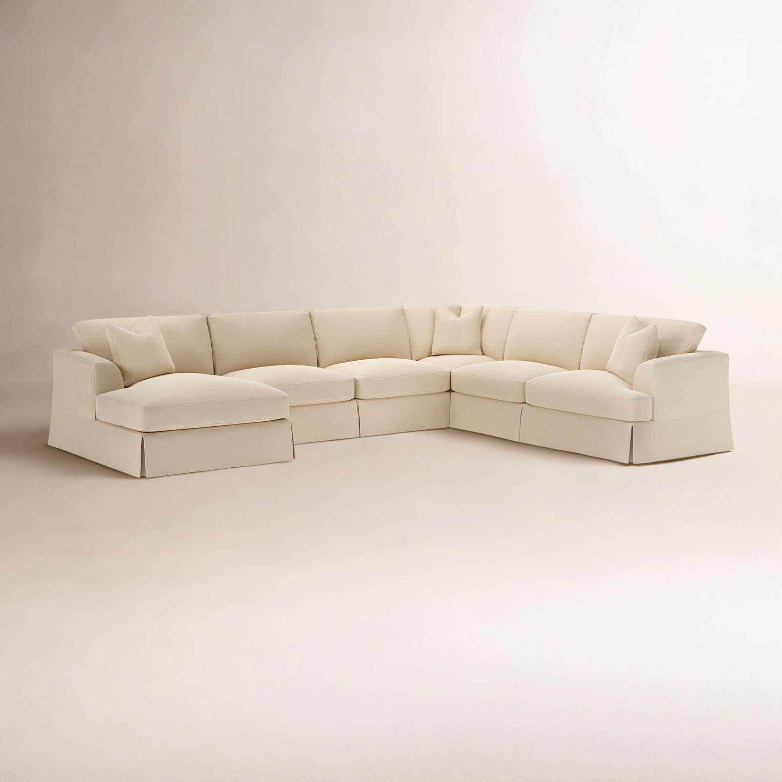 Lucia Upholstered Chaise U-Sectional, Left Hand Facing, Canvas Flax Sunbrella® Canvas