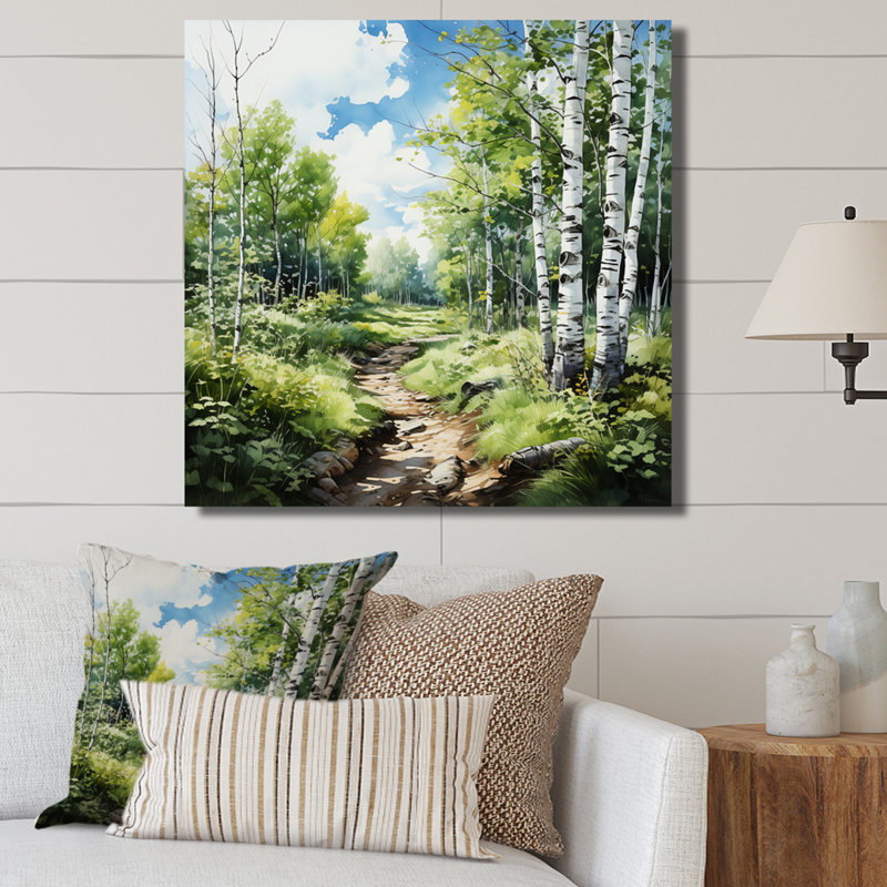 Birch Woods Whispering Winds XI - Forest Wall Art Living Room, H 36 po x l 36 po x P 1,5 po, Toile tendue