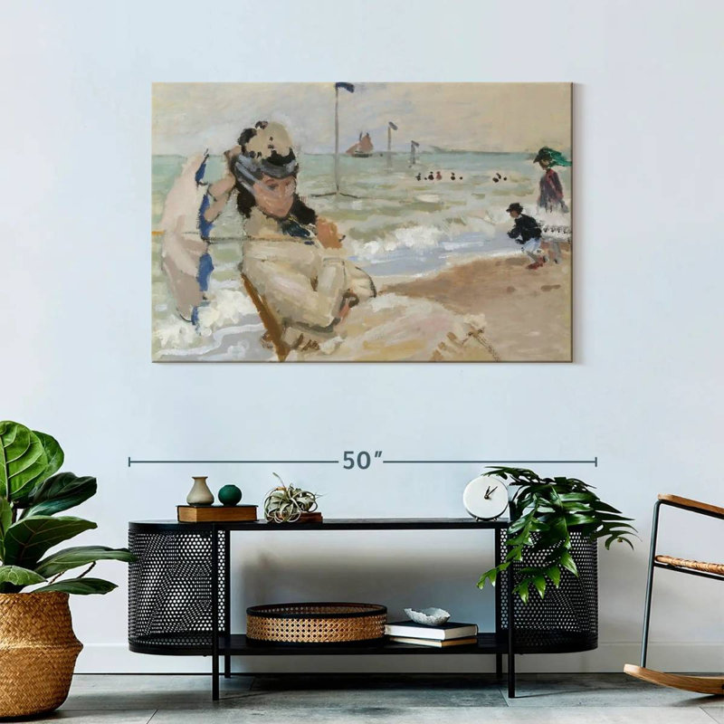 Leisha Camille sur la plage à Trouville 1870, H 30 po x l 45 po