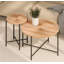 Ensemble de table basse et de table de bout à motif Radial 2 pièces - Panneau de fibres à densité moyenne imperméable, conception cylindrique vieillie, pieds en métal, charme rustique classique-1600640897
