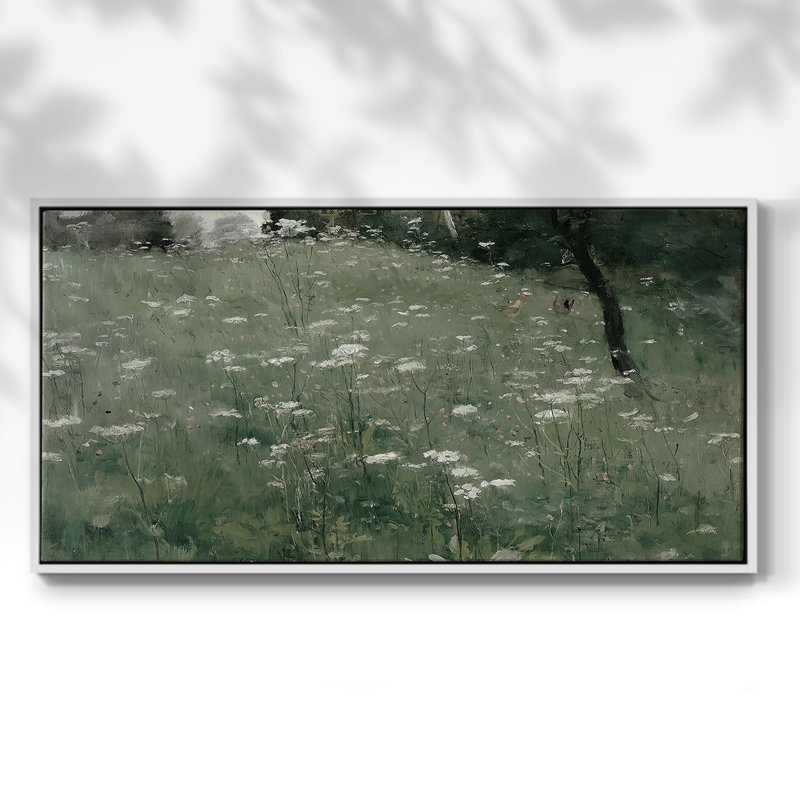 Série paysage - DCCXV - Toile tendue avec châssis tendue, prête à être accrochée, H 21 po x l 41 po, Blanc