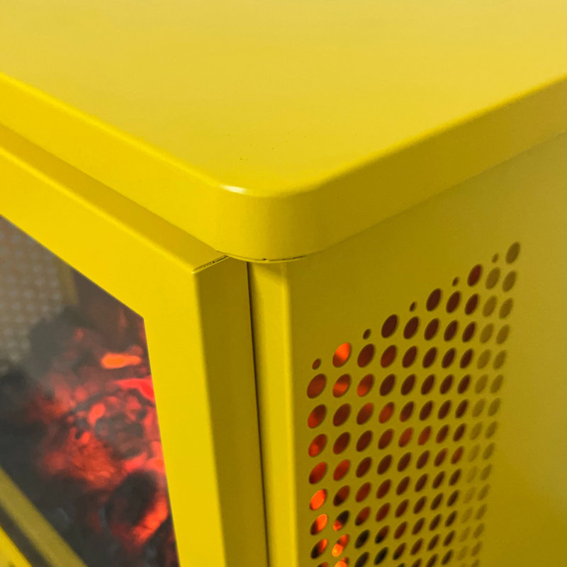 Poêle électrique autoportant de 18 pouces, flamme 3D, jaune citron, 1400 W / 700 W de chaleur, 5000 S par heure, sécuritaire pour les personnes âgées et les animaux de compagnie, conception panoramique à 3 côtés, pied amovible, mécanique simple