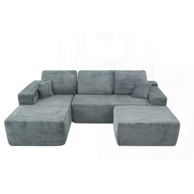 Canapé modulaire Cloud avec méridienne en U et assise profonde pour un confort ultime, aucun assemblage requis., Gris clair