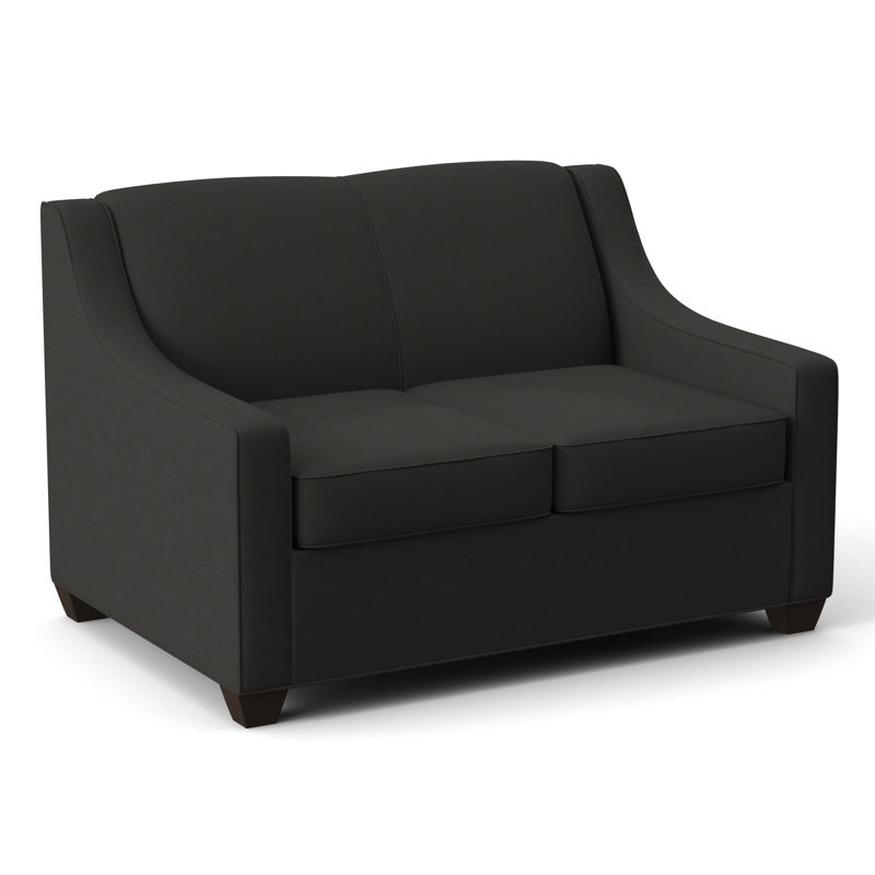 Phillips 52" Square Arm Loveseat with Reversible Cushions, Dillon Black, Cafelle