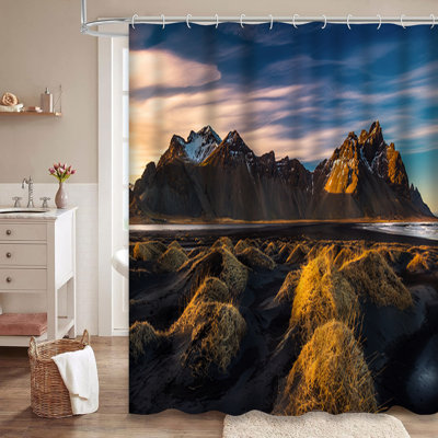 Rideau de douche avec 12 crochets Sunset