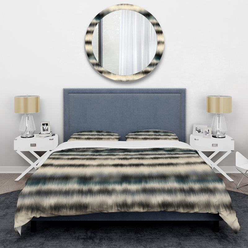 Cream and Black Striped Pattern - Abstract Duvet Cover Set - Microfiber Polyester