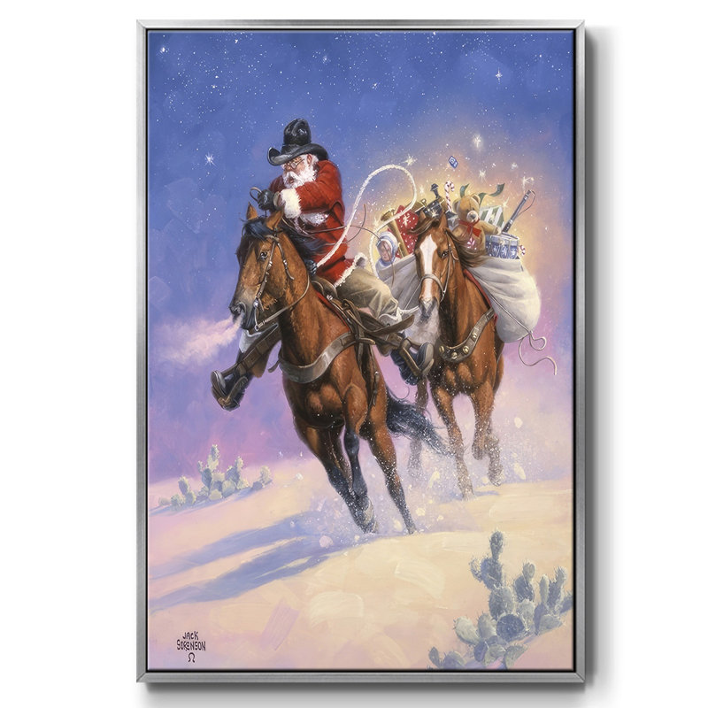 Santa's Big Ride, H 25 po x l 17 po x P 1,5 po, Encadrement argenté
