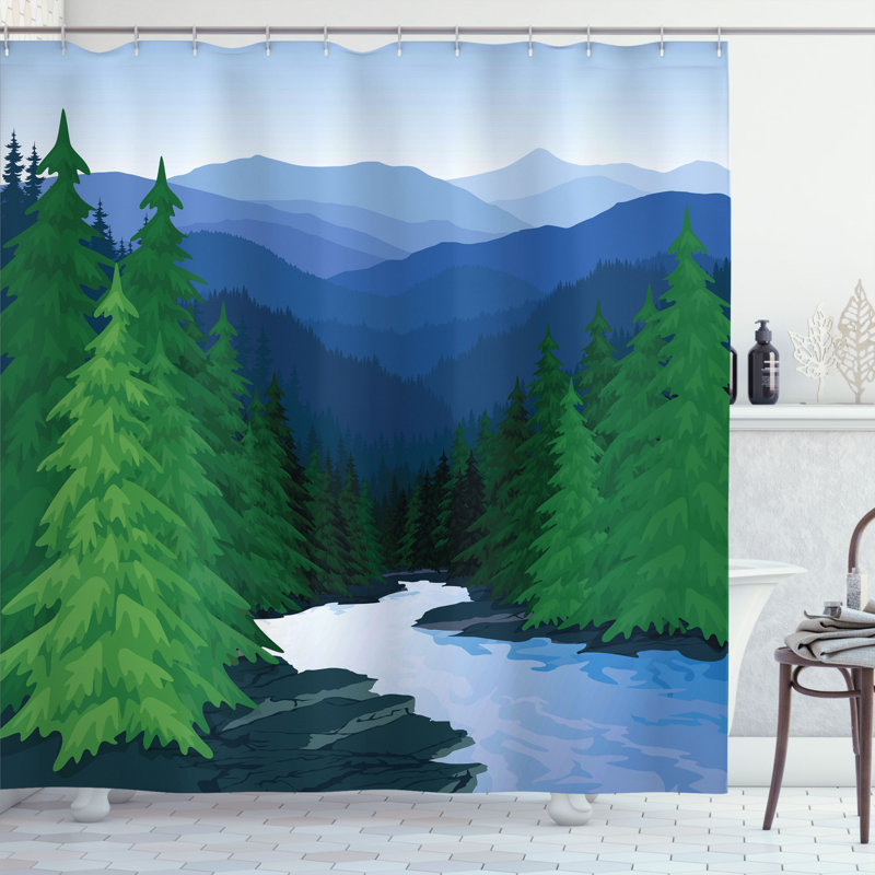 Shower Curtain with Hooks Included, 75" H x 69" W
