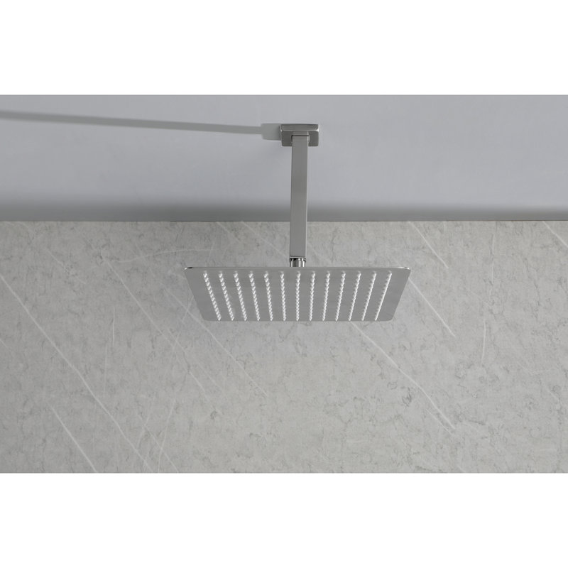 Bathroom Rain Shower Head In Brushed Nickel - High , Water Saving, Stainless Steel, Self-Cleaning Nozzle, Compatible With Standard Arms For Works Arm