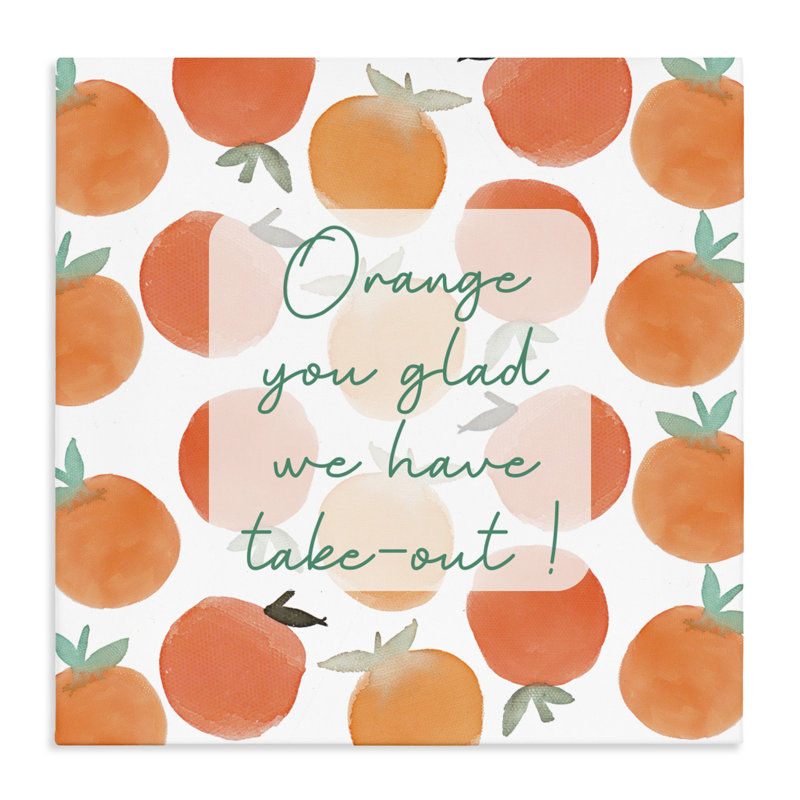 Toile orange «You Glad», conception par Emily Navas, H 36 po x l 36 po
