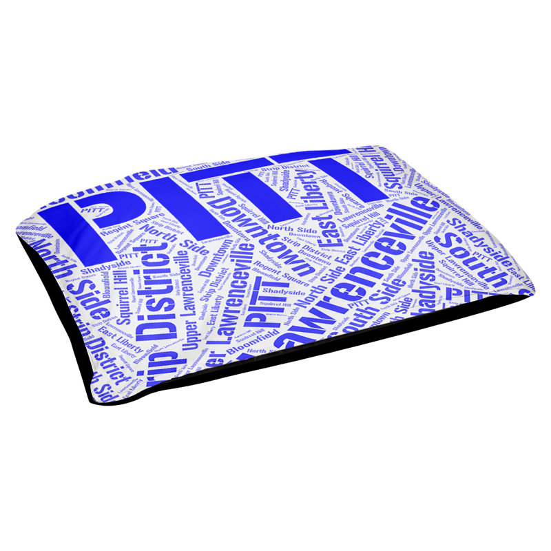 Coussin de chien « districts », Très grand (H 17 po x l 50 po x P 40 po), Bleu, Pittsburgh