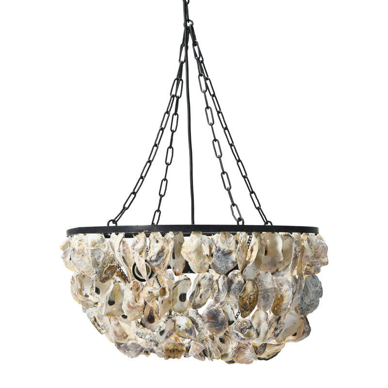 Lustre en métal et coquille d'huître drapée