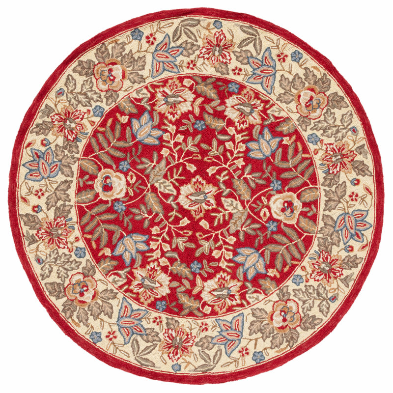 Brayton Hand Hooked Wool Pile Oriental Rug, Round 4'