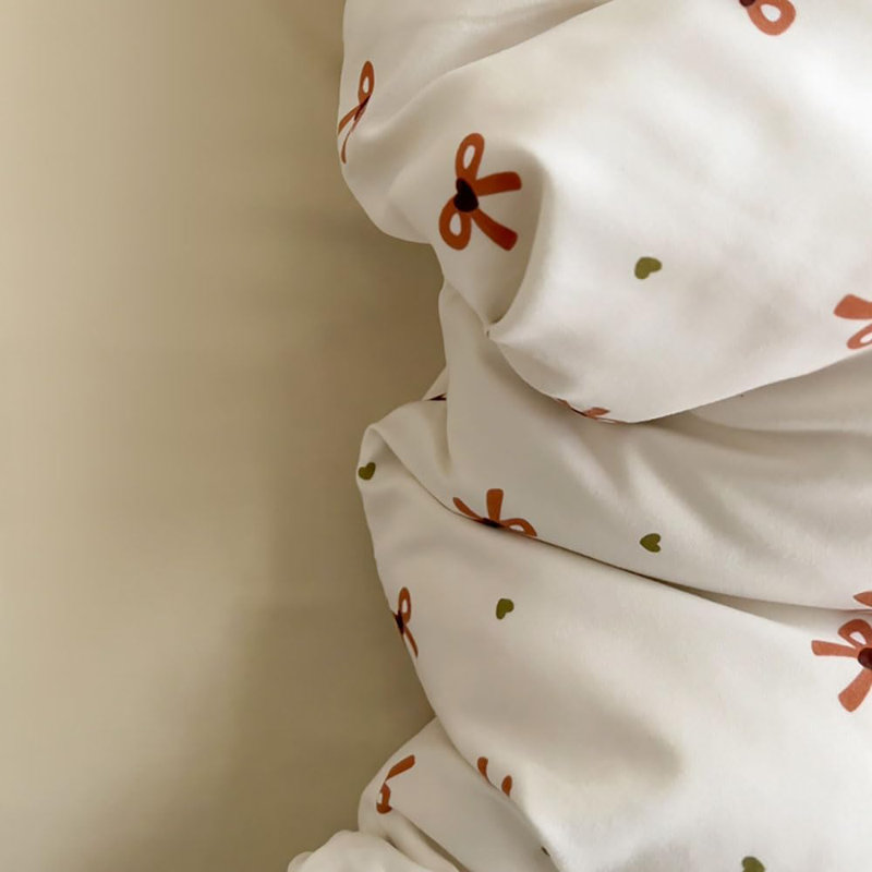 Bowknot Comforter Set Princess Style Bedding Set Soft Microfiber Brown Bow On White Comforter Sets Home Cozy And Breathable Bowknot Comforter Set