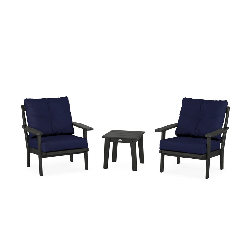 Ensemble de conversation à assise profonde 3 pièces Prairie, Marine, Noir