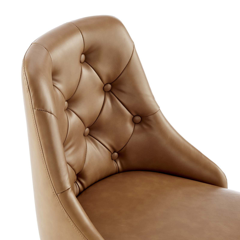 Chaise de bureau en cuir Vegan, Brun clair