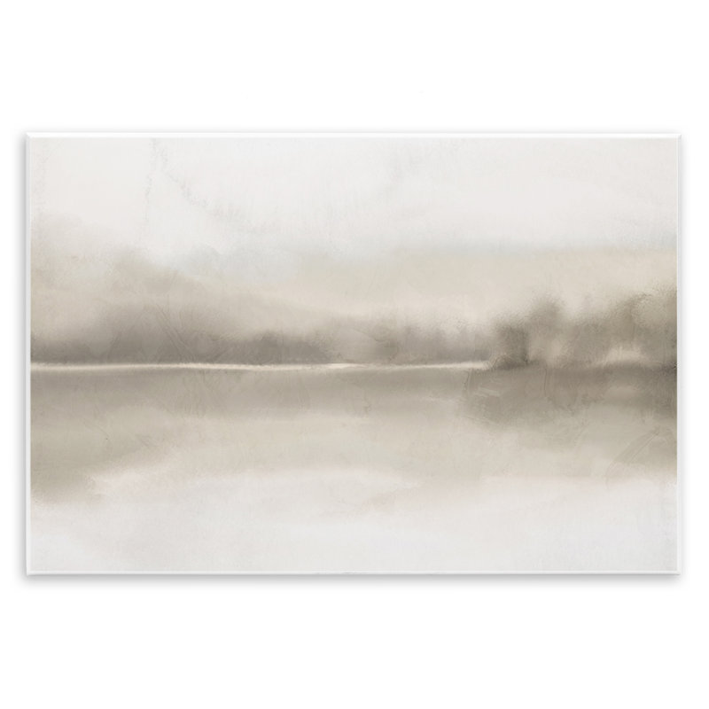«Hazy Lakeside Landscape Reflection Modern Abstract Design» par Ann Bailey, Toile tendue, L 15 po x H 10 po, Sans cadre