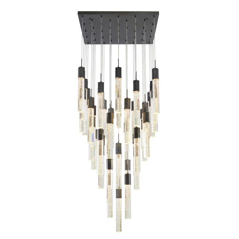 Lustre en or 25 lumières avec abat-jour en cristal Avenall Avenall, Noir mat