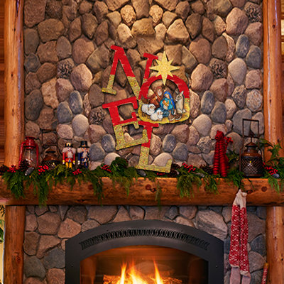 Suspension de porte en bois noel crèche par g. debrekht
