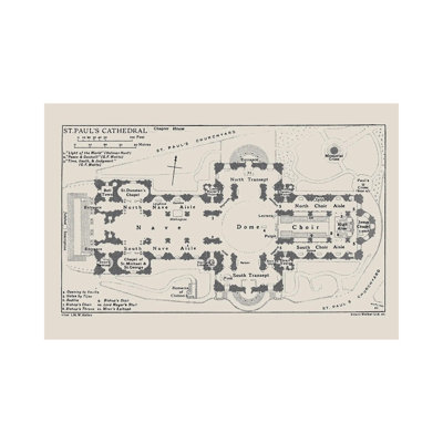 St Paul's Cathedral Floorplan by Bibliotography - Wrapped Canvas Print