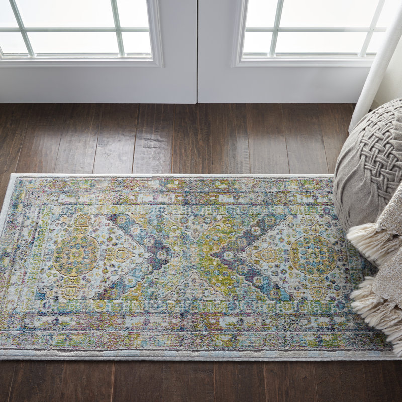 Tapis bleu d'inspiration persane Raymond, Rectangle 2 pi x 4 pi