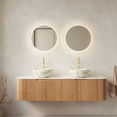 Meuble-lavabo moderne flottant avec bords arrondis et rangement