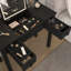 Bureau de coiffeuse multifonctionnel avec éclairage réglable à 3 niveaux avec miroir rabattable et rangement Table de maquillage profonde 15,75 po 2 tiroirs et 3 boîtes de rangement amovibles Bureau de bureau compact noir-1206778703
