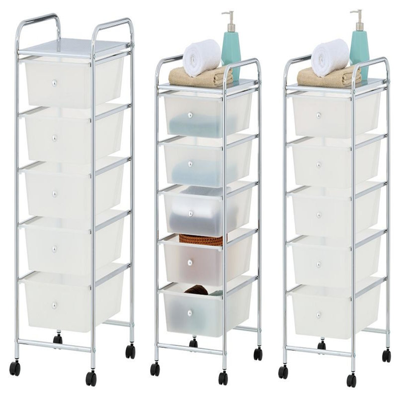 Leiker 90cm H x 32cm W Utility Cart with Wheels, White