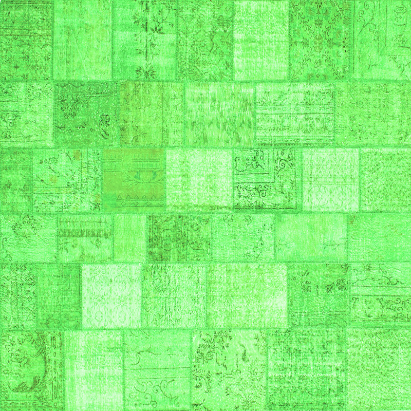 Tapis contemporains verts 943 lavables à la machine, Carré 4 pi