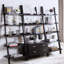 Bibliothèque Cappuccino à 5 tablettes avec quatre tiroirs, 72 pouces de hauteur, 33,5 de largeur, 16,5 de profondeur, bureau compact, matériau ouvert, solution de rangement