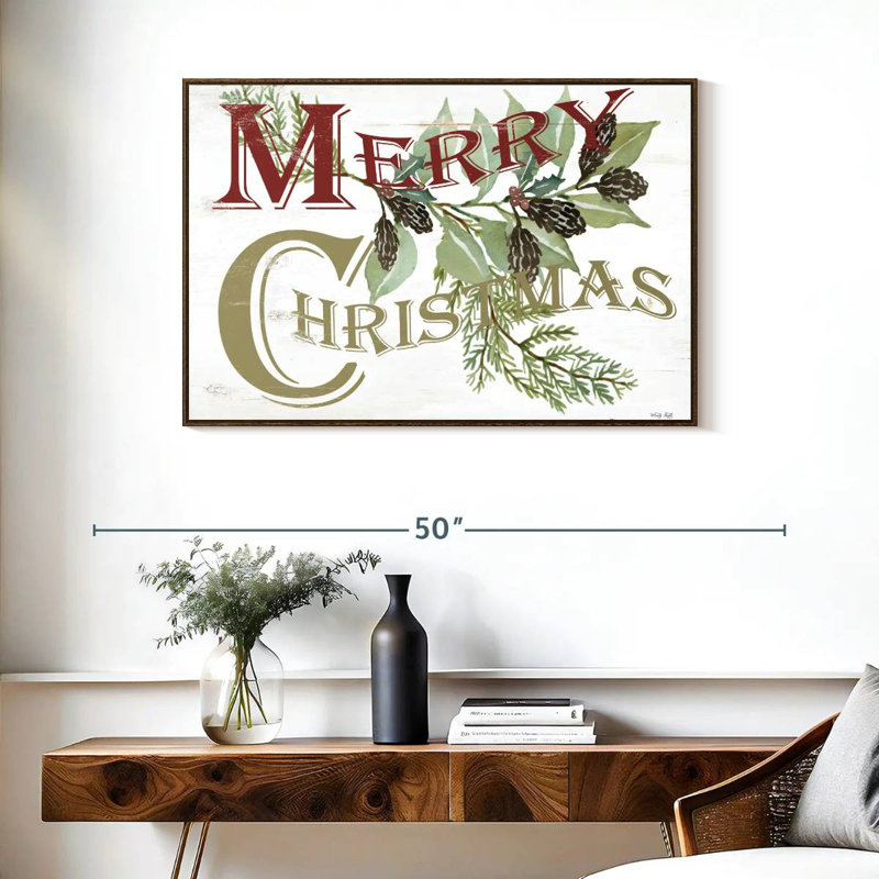 Rétro joyeux Noël, 37 po x 25 po, Cadre flottant en noyer