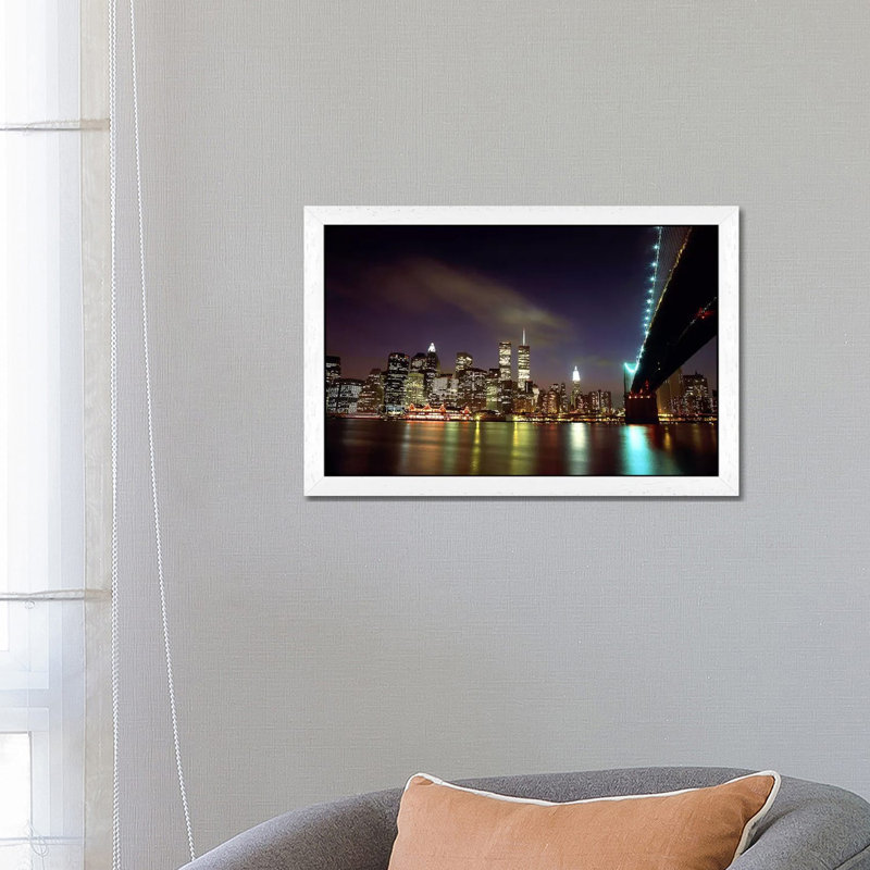Downtown New York - Floater Frame Print on Canvas, 101.6 cm H x 66.04 cm W, White Framed