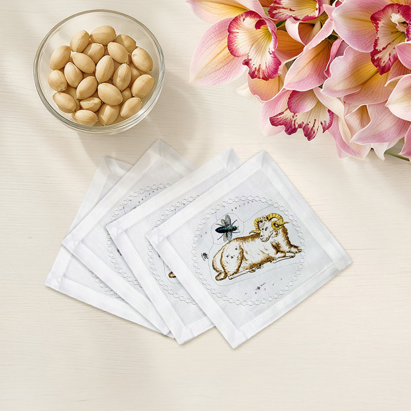 Serviette Zodiac Aries, Blanc
