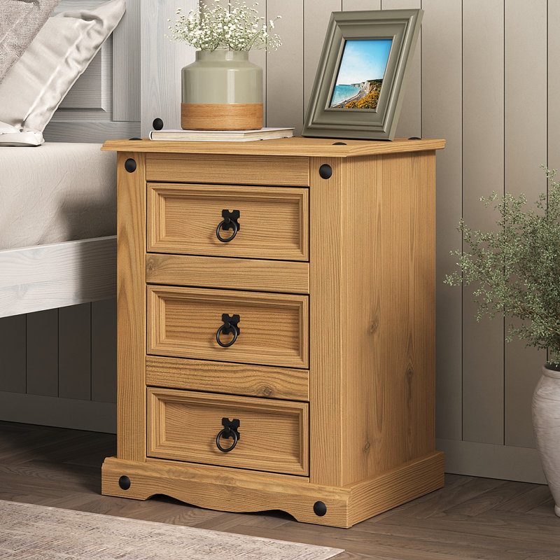 48cm W Solid Wood Bedside Table