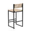 Ensemble de 2 tabourets de bar tissés avec dossier et corde de papier, idéal pour un îlot de cuisine et un décor moderne