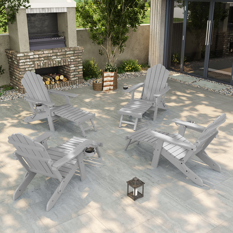 HIPS Foldable Adirondack Chair, Light Gray